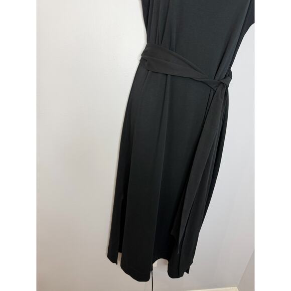 Vince Square Neck Midi Dress Black Pima Cotton Jersey Wardrobe Essentials Sz M - Picture 5 of 13